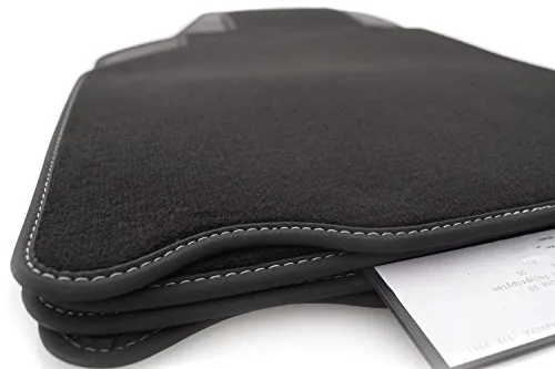 Fußmatten für Porsche 911 996 (Ziernaht Silber) Premium Velours Automatten in Original Qualität 4-teilig Schwarz