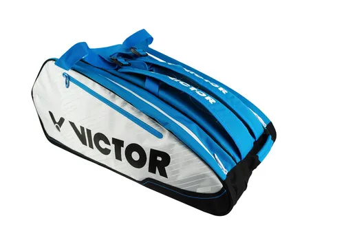 VICTOR Multithermobag für Badminton, Tennis & Squash, Blau/Weiß - Vielseitige Schlägertasche für alle Racketsportarten mit separatem Schlägerfach, belüftetem Schuhfach und gepolsterten Tragegurten für optimalen Komfort.