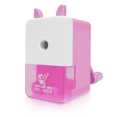 Axinost, Handbetriebener Bleistiftspitzer,Anspitzer mit Kurbel, Anspitzer Studenten-Schreibwarenzubehör, Spitzmaschine mit hochwertigem Spitzermesser-(pink)