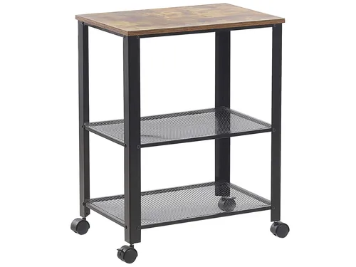 BELIANI Servierwagen Schwarz Braun MDF Platte Metall