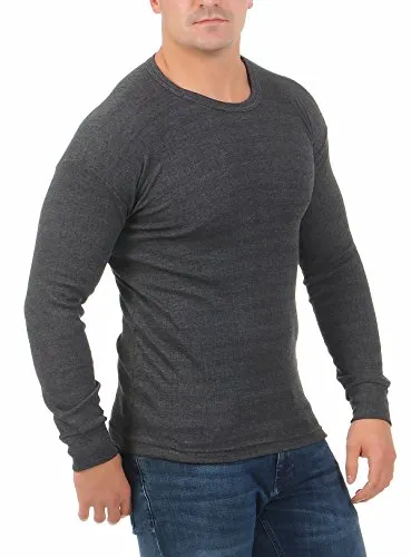 A&LE Fashion Herren Thermo-Unterhemd Langarm Innenfleece für den Winter warm Arbeitsbekleidung angeraut 4035 (10/4XL, Anthrazit)
