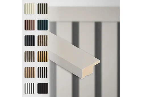 Hexim Wanddekoobjekt APA02 (Abschlussleiste 275x2,7cm passend für unsere Akustikpaneele - flexible Lamellenwand Holz MDF Wandpanelee Lamellenverkleidung Wandverkleidung (1 Abschlussleiste Sandgrey - APA02)