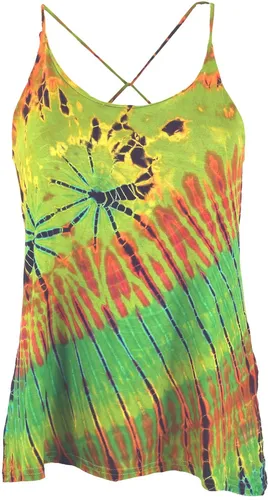 Batik Hippie Top in Grün – Ethno Style - Luftiges, ärmelloses Top für Frauen im Ethno-Stil. Ideal für Festivals und den Frühling-Sommer. Hergestellt aus hochwertiger Viskose mit Batik-Design für einen einzigartigen Look.