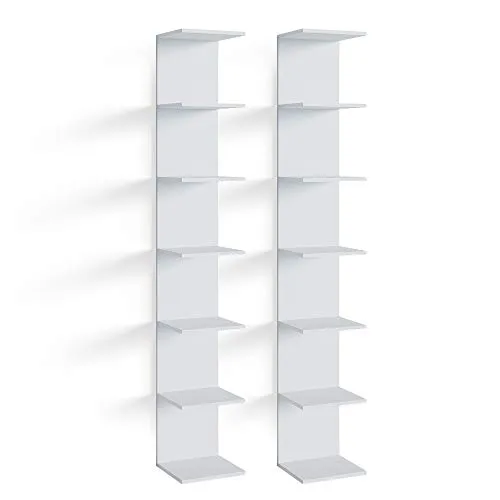 Vicco Bücherregal Paolo 2er Set, Weiß, 30 x 190 cm - Bücherschränke mit 6 Ablageflächen, platzsparend und ideal für jedes Kinderzimmer oder Home Office. Robuste Spanplatte mit Melaminharzbeschichtung für Langlebigkeit.