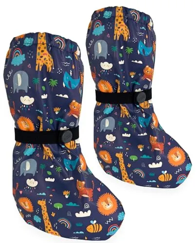 HECKBO Baby Regenfüßlinge Dschungel ohne Vlies Regen Schuhüberzieher Regen Schuhüberzieher - 3-18 Monate - Überziehschuhe Krabbelschuhe