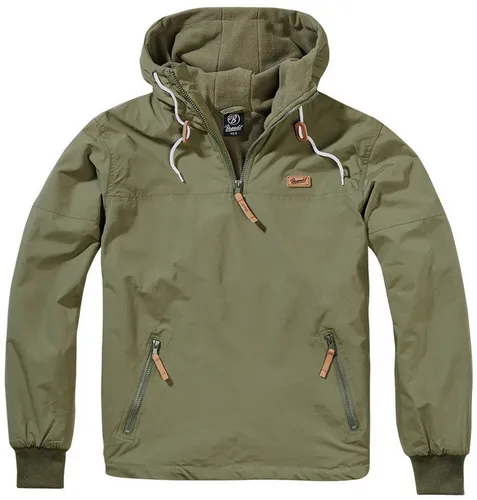 Brandit Luke Windbreaker Outdoorjacke XXL - Funktionsjacke in Oliv mit Fleecefutter, ideal für Outdoor-Aktivitäten und kühle Tage, ausgestattet mit zwei Taschen und Kapuze.