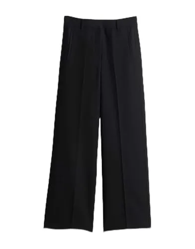 someday Damen Wide Leg Pants | Catsby Delight Wide Leg Pants aus fließender Piquéware Black, 36