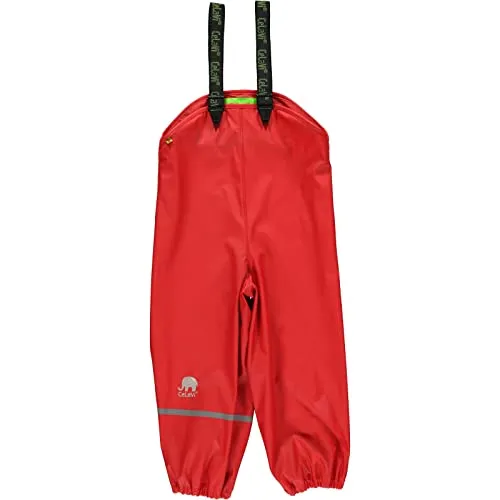 CeLaVi Regenhose rot für Kinder 3-4 Jahre - Wasserdichte Kinder-Regenhose aus 100% Polyester, ideal für nasse Tage und Spiel im Freien, sorgt für trockene Kleidung.