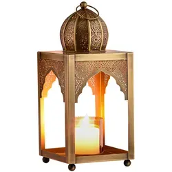 Orientalische Deko Laterne Windlicht Yasma - Kerzenständer aus edlem Goldmetall, ideal für Ramadan und ganzjährige Deko, strahlt warmes Licht aus und schafft eine gemütliche Atmosphäre.