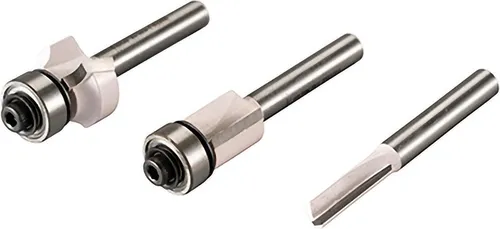 Makita Fräser-Set 3-teilig 6 mm Schaftdurchmesser - Oberfräser-Set mit Nutfräser, Bündigfräser und Rundkantenfräser für präzise Holzarbeiten und vielseitige Anwendungen.