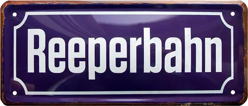 WOGEKA ART Metallbild Reeperbahn - 28 x 12 cm Retro Blechschild Straße