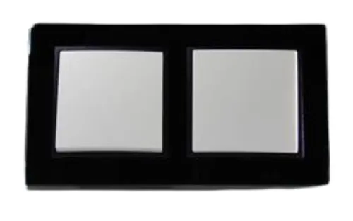 Wechselschalter 2fach mit Glas Rahmen Abelka Nuovo schwarz 10 Ampere #7849