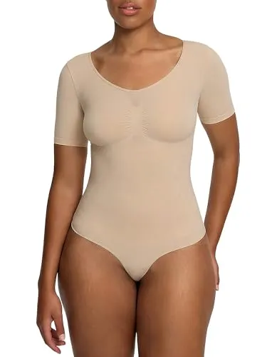 Creamy Fabrics T-Shirt Bodysuit Shapewear mit Slip – Figurformender Body für Damen