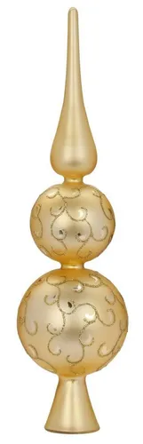 MAGIC by Inge Christbaumspitze XL Doppelkugel Glas 31cm - Weihnachtsbaumspitzen aus Glas mit Glitzer, ideal für festliche Dekoration und als Highlight auf Ihrem Weihnachtsbaum.