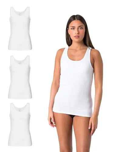 Elsie Damen Unterhemden 3er Pack Tank Top - Unterhemden & BH-Hemden für Damen, aus 95% Baumwolle mit Stretch für optimale Passform und atmungsaktives Tragegefühl, pflegeleicht und in verschiedenen Größen erhältlich.