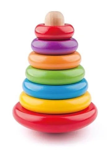 Woodyland bunte Pyramide (ZW-90003) - Sortier- & Stapelspielzeug, hochwertiges Holzspielzeug für Kinder ab 2 Jahren, sicher und unterhaltsam