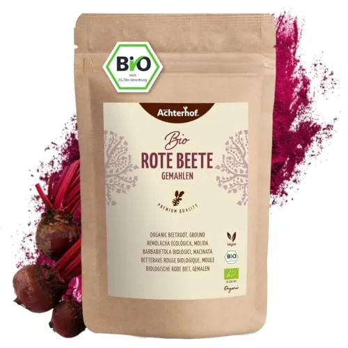 Rote Beete Pulver Bio 100g | erdig, herzhaft und süß | roh und gekocht verwendbar | ideal zum Färben von Lebensmitteln | vom Achterhof