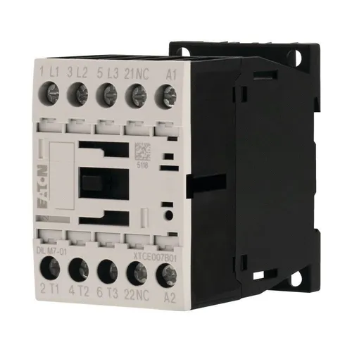 Eaton Schütz DILM7-01 3KW 24VDC - Zuverlässiger Schaltmechanismus - Schützzubehör mit 3KW Leistung und 24VDC Spannung, ideal für industrielle Anwendungen und sicheres Schalten.