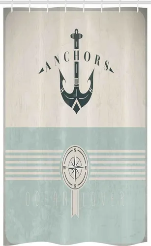 Abakuhaus Duschvorhang Badezimmer Deko Set aus Stoff mit Haken Breite 120 cm, Höhe 180 cm, Nautisch Altmodisch Maritim Anker