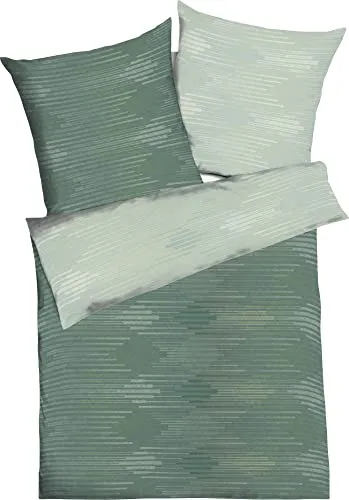 Kaeppel Wendebettwäsche Ikat, Mako-Satin, 2-teilig, jade - Bettwäsche aus hochwertigem Mako-Satin, 2-teilig mit wendbarem Design. Angenehm wärmend und pflegeleicht, ideal für entspannte Nächte.