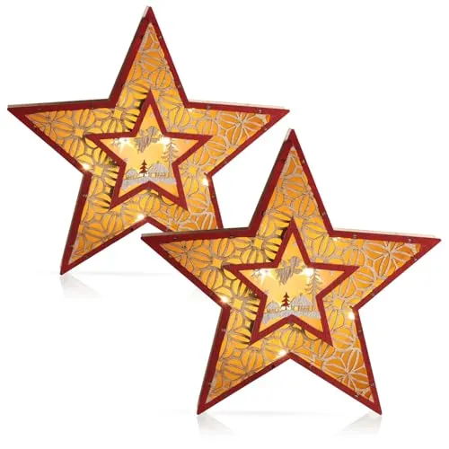 com-four® 2x LED Stern als dekorative Beleuchtung