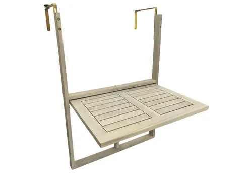 ESTEXO Balkonhängetisch 60x40 cm - Klappbar und Platzsparend - Klapptisch aus witterungsbeständigem Akazienholz, ideal für kleine Balkone. Mit abnehmbaren Metallhaken für einfache Montage und klappbarer Tischplatte für mehr Platz.