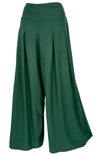 GURU SHOP Boho Hosenrock - Tannengrün, Damen - Damen-Hosen in Tannengrün, mit elastischem Bund für perfekten Sitz. Ideal für Boho-Looks und vielseitig kombinierbar mit Oberteilen.