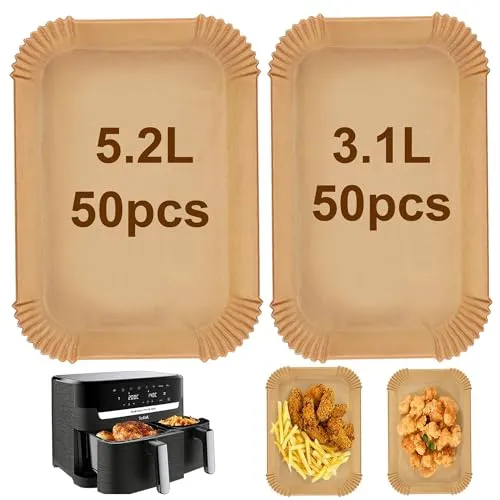 100pcs Airfryer Backpapier für Tefal Heißluftfritteuse 5,2/3,1 L, Luftfritteusen Airfryer zubehör für Heißluftfritteuse Tefal EY901810, Backpapier für Heißluftfritteuse