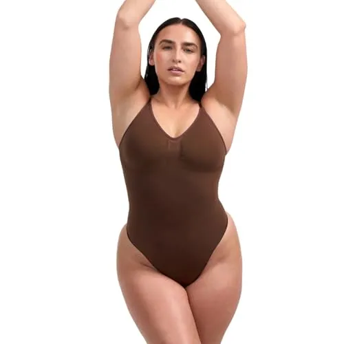 creamy fabrics Damen Figurformender Shapewear Bodysuit mit Slip-Rückenteil – Starke Kompression für Bauch & Taille – Nahtloser Body mit Po-Lifting & Verstellbaren Trägern