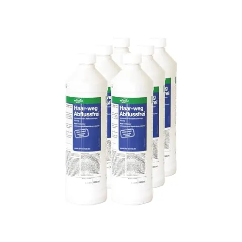 Bio-Circle Haar-Weg Abflussfrei (6x 1000 ml) - Effektiver, flüssiger Rohrreiniger für verstopfte Siphons, entfernt organische Verschmutzungen rückstandsfrei und schnell ohne Hitzebildung. Ideal für alle Siphons!