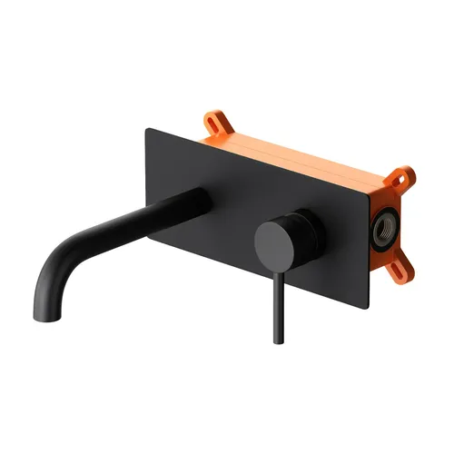 doporro Unterputz-Armatur Schwarz Matt Einhebelmischer - Elegante Wandarmatur für Waschbecken, aus hochwertigem Messing, mit modernem Design in Matt-Schwarz für ein stilvolles Badezimmer.