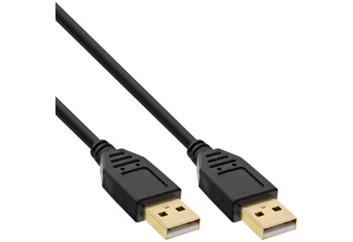 Inline InLine® USB 2.0 Kabel, A an A, schwarz, Kontakte gold, 3m USB-Kabel