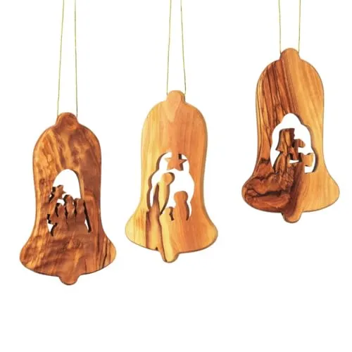 KASSIS Olivenholz Weihnachtsdeko 3er Set - Handgemachter Baumschmuck aus Bethlehem - Tischkrippen mit nachhaltigem Olivenholz, kunstvoll gefertigt in Bethlehem. Jedes Stück ist ein Unikat und erzählt die Weihnachtsgeschichte – perfekt für eine besondere Dekoration.