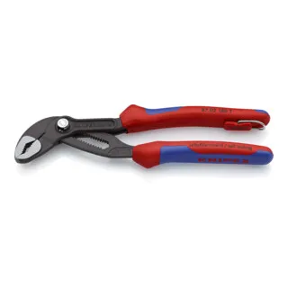 KNIPEX Cobra Hightech-Wasserpumpenzange 180 mm - Zangen mit einstellbarem Knopf für schnelle Handhabung und optimale Anpassung an Werkstückgrößen. Selbstklemmend für kraftsparendes Arbeiten und hohe Stabilität.