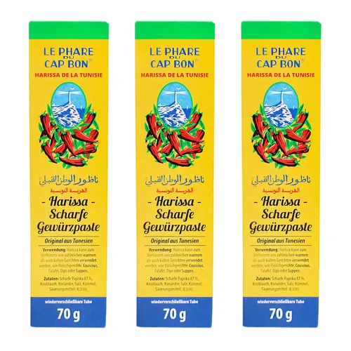 3x70g Harissa Chillisauce scharfe Gewürzpaste Paprika Paste Harissapaste