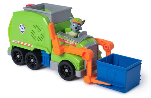 PAW PATROL Extragroßer Recycling-Truck mit Rocky Spielfigur - Sortier- & Stapelspielzeug: Verwandelt Müll in ein Mini-Fahrzeug und fördert kreatives Spielen mit Rocky, dem Recycling-Spezialisten der PAW Patrol.