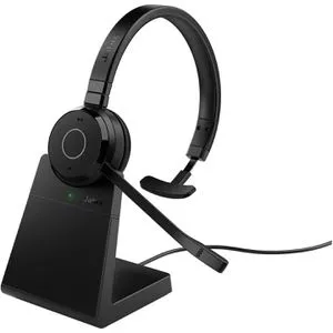JABRA Evolve 65 TE Link390a UC Mono mit Ladestation - Schwarz, kabelloses On-Ear Headset mit 16 Stunden Gesprächszeit und integriertem Busylight für optimale Erreichbarkeit