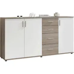 Stella Trading Bobby Kommode in Eiche Sonoma Optik - Kommode & Sideboard mit modernem Design, viel Stauraum und leichter Montage - ideal für jeden Wohnbereich.