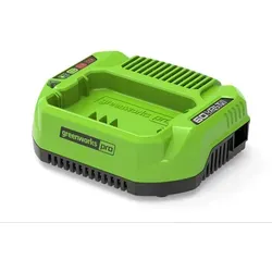 Greenworks Akku-Ladegerät G60UC - Ladegerät für 60V Li-Ion Akkus mit 120W Output, ideal für schnelles Laden in nur 60 Minuten. Flexibles Design mit abnehmbarem Kabel und LED-Anzeige für optimalen Ladezustand.