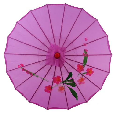 Sonnenschirm 044b Deko Schirm Kunstfaser lila Bambus Holz Bali Asia Ø 55cm