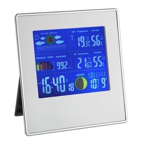 TFA Gallery Funk-Wetterstation 35.1126 mit kabelloser Übertragung der Außentemperatur und Luftfeuchtigkeit (Silber)