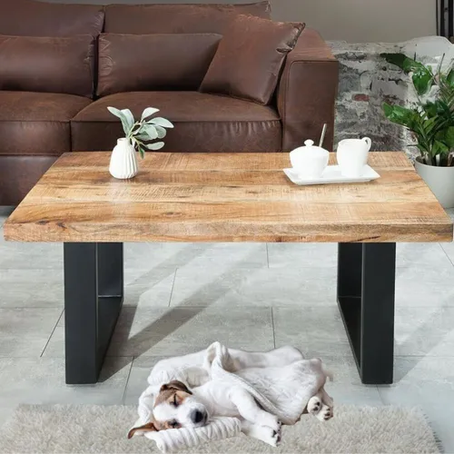 Massiver Couchtisch ARTE 100cm aus natürlichem Mango-Holz von LebensWohnArt