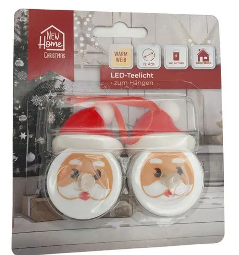 LED Teelichter Weihnachtsmann 2er Set Kerzen Tisch Dekoration