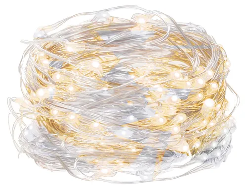 SPRINGOS Draht-Lichterkette mit 100 LEDs Länge 1000 cm Kaltweiß, Warmweiß batteriebetrieben Indoor Weihnachten Weihnachtsdekoration Deko- Beleuchtung