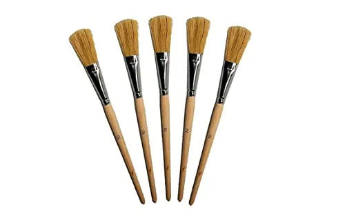 fishingglue.de 5er-Pack Universalpinsel Größe 2; für Haushalt, Kunst, Hobby, Schule und Handwerk mit Holzstiel und strapazierfähigen Naturborsten. Guter Lasur- und Lackpinsel in Profi-Qualität.