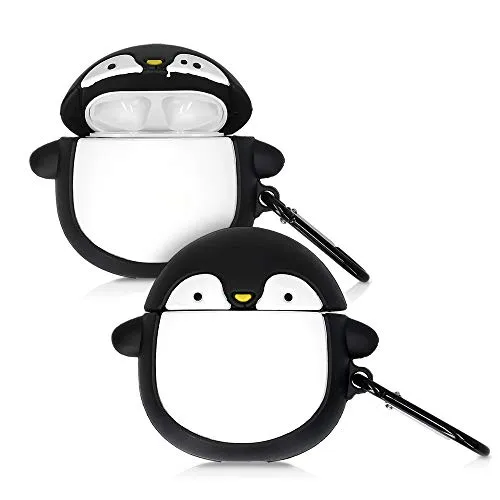 kwmobile Hülle kompatibel mit Apple Airpods 1 & 2 Hülle - Silikon Kopfhörer Schutzhülle Case Cover Schwarz Weiß Gelb