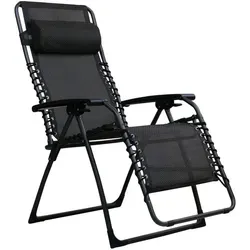 Garten-Relaxsessel, Anthrazit, Metall, Kunststoff, Textil, 71x131x75 cm, klappbar, UV-beständig, inklusive Armlehnen, abwischbar, Nackenkissen abnehmbar, Gartenmöbel, Gartenstühle