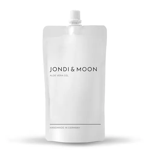 JONDI&MOON Aloe Vera Gel - Nachfüllbares Aloe Gel - Erfrischend, Feuchtigkeitsspendend & Beruhigend - 250ml Nachfüllbeutel