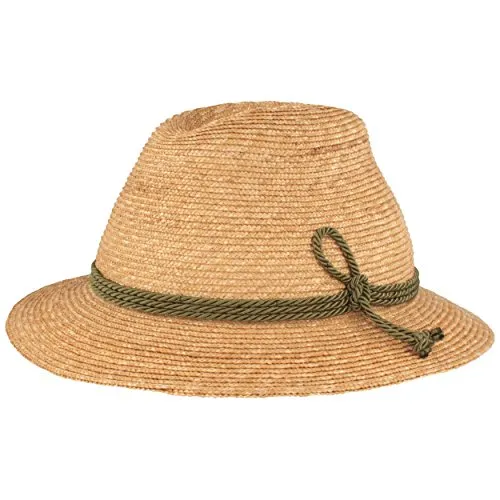 Breiter Trachten-Strohhut Sommerhut Trachtenhut – Lechtal – 100% Stroh Hut mit 3-Fach Kordel – Traveller – Flexibel & Bequem - Beige