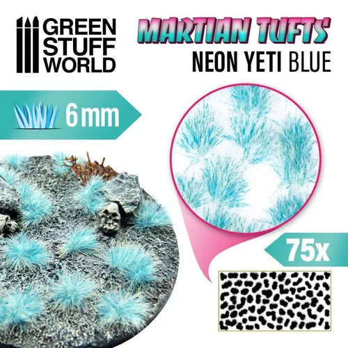 Green Stuff World Martian Tufts Fluor Neon Yeti Blue 6mm Büsche Terrain